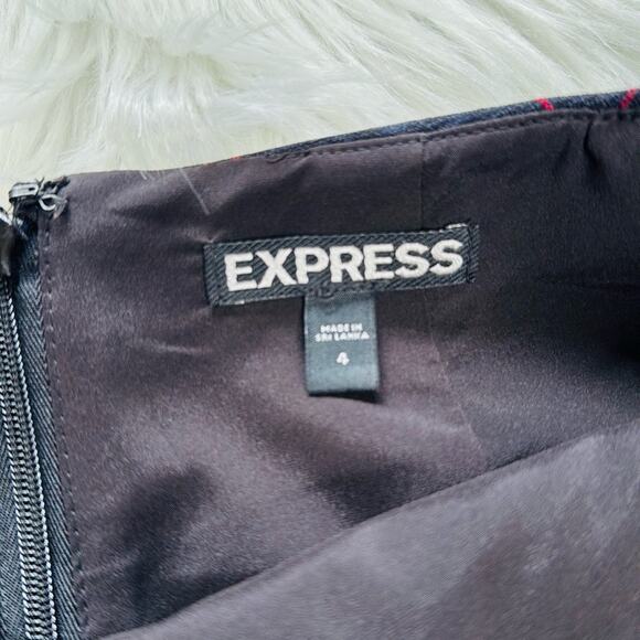 Express Navy and Red Plaid Pencil Skirt - Picture 2 of 4